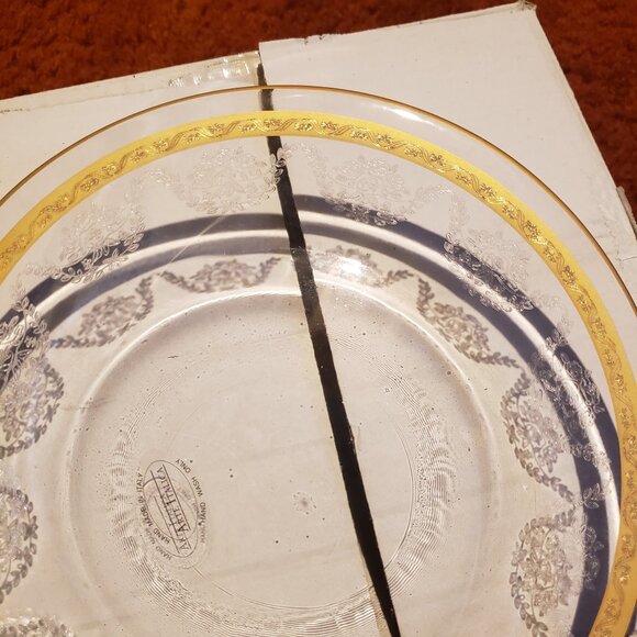 NEW! Arte Italica Vittorio Gold Glass Salad Plates Set of 4 VIT3098G - Picture 7 of 7